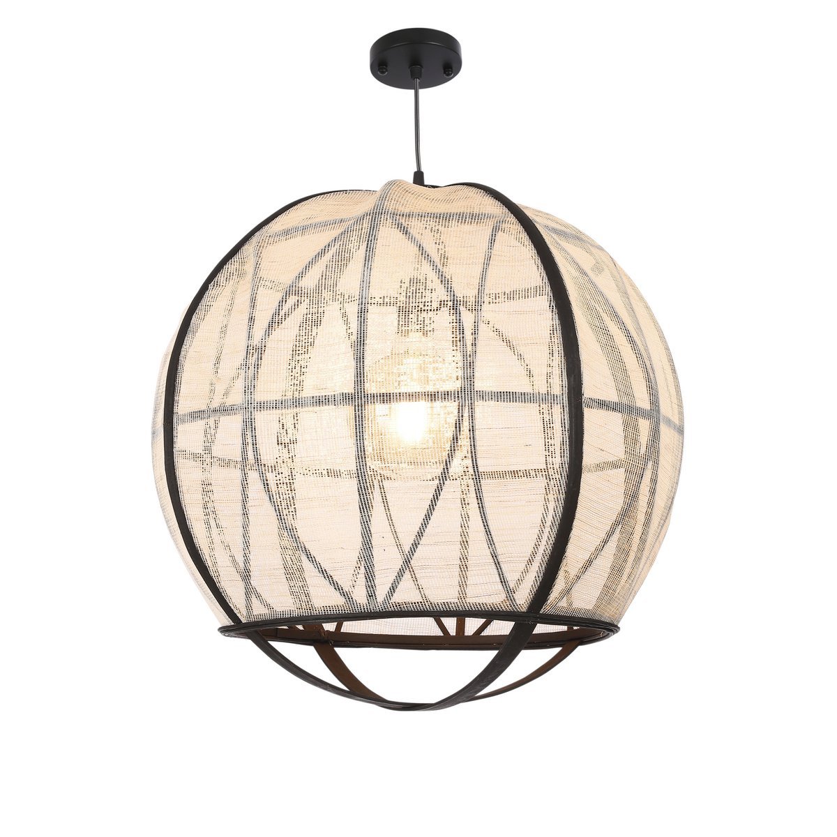 Eliza Hanglamp Rond Beige met Zwarte Details