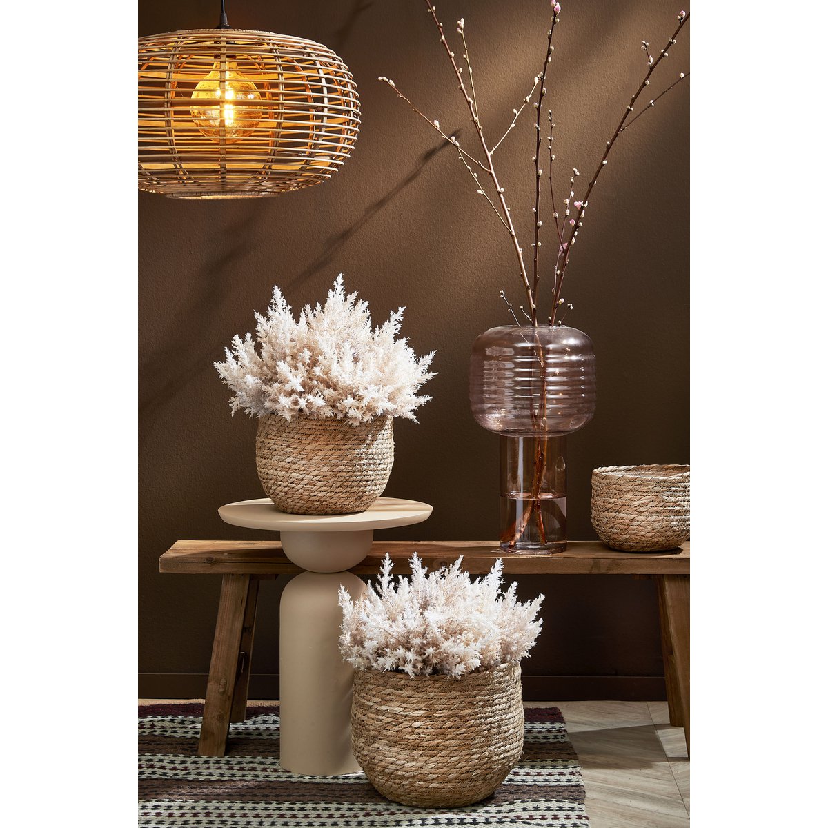 Nila Plantenmand Set van 3 Lichtbruin