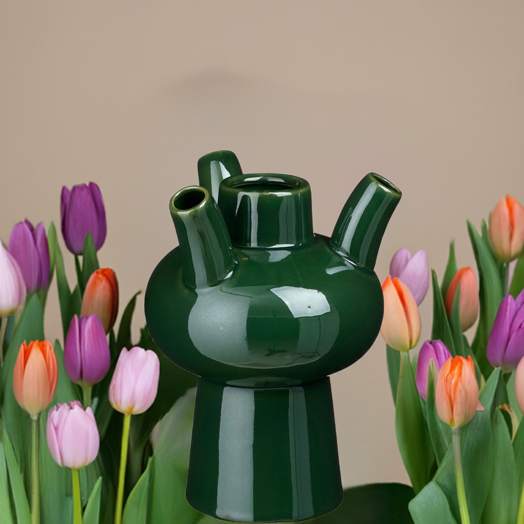 Dutch Tulip Vaas - H28 x Ø20 cm Keramiek Groen