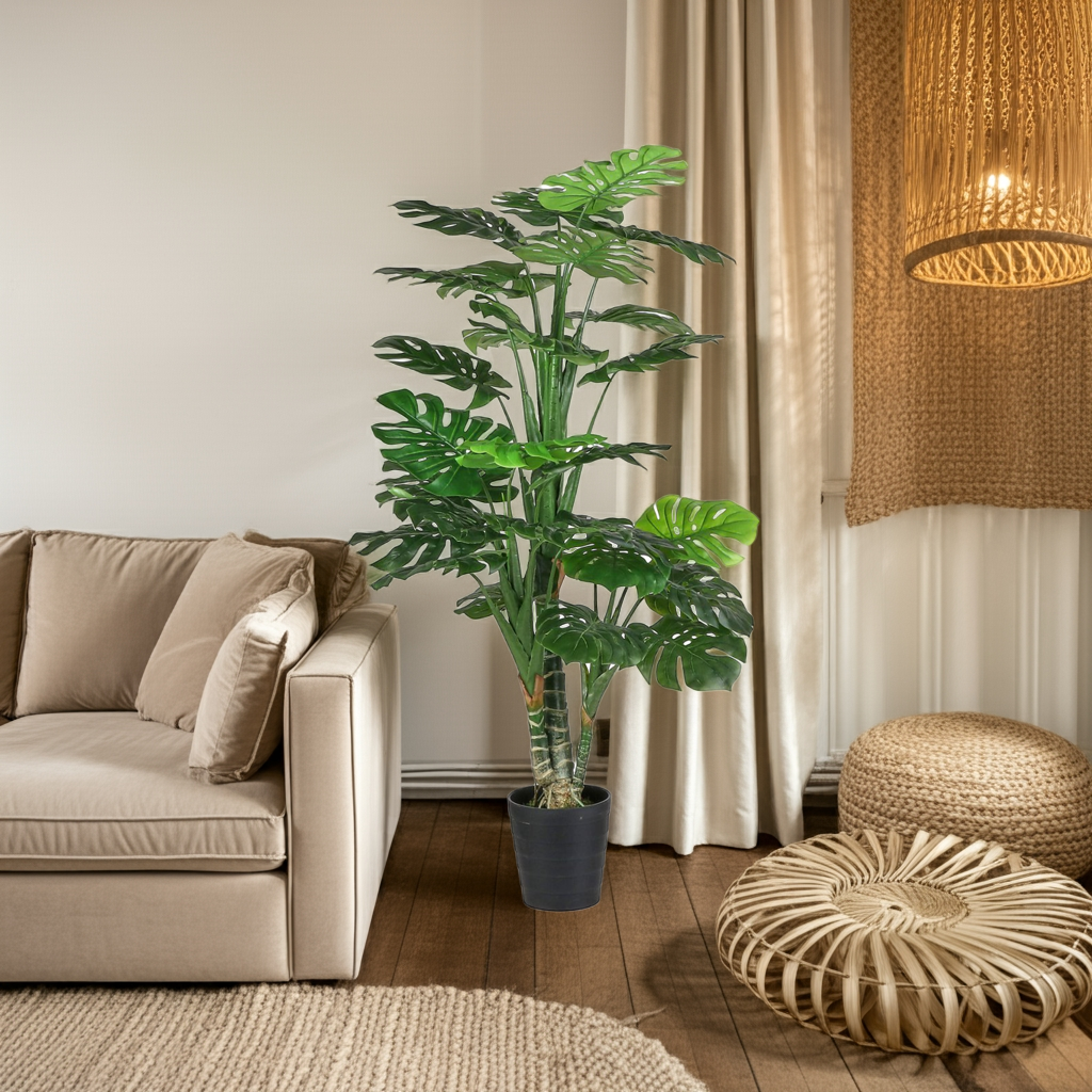Monstera Kunstplant H160 x Ø80 cm Groen