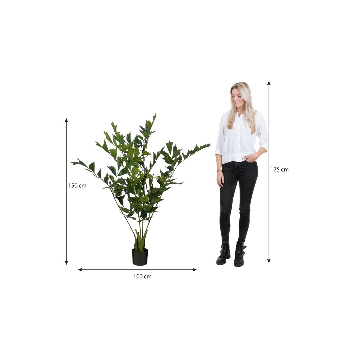Caryota Vissenstaart Palm Kunstplant in Pot H150 x Ø100 cm Groen