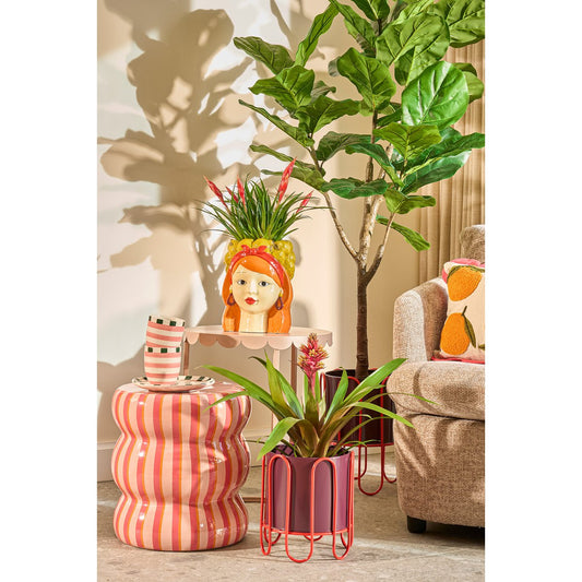 Vrouw Bloempot Binnen H25 x Ø20 cm Dolomiet Geel