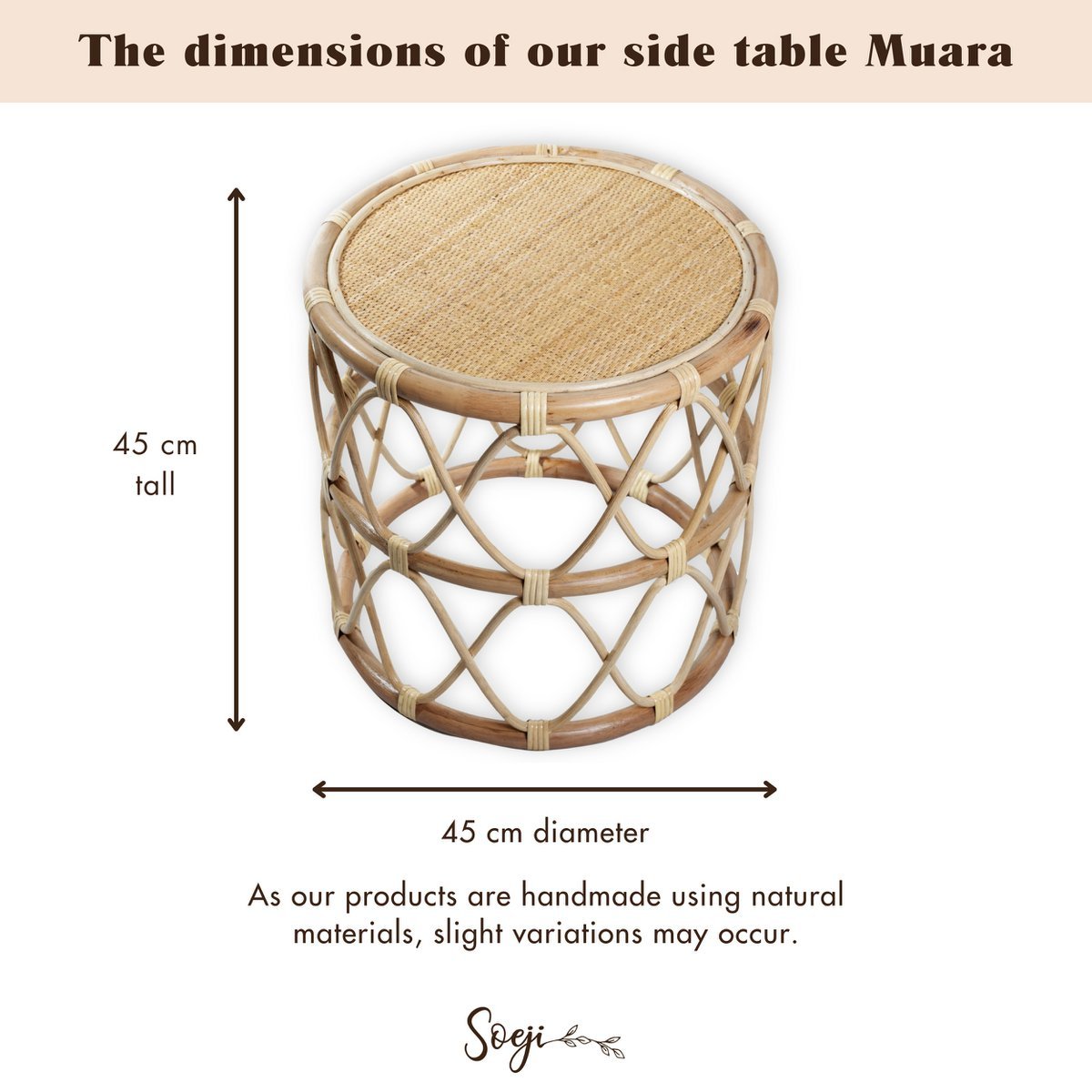BOHO Ronde Rotan Bijzettafel met patroon