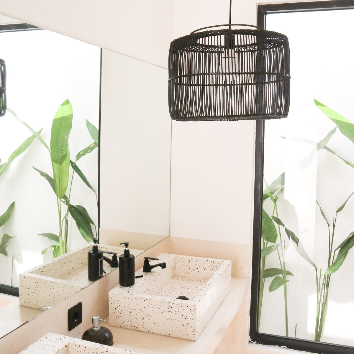Zafira Zwarte Rotan Hanglamp Rotan 2 maten