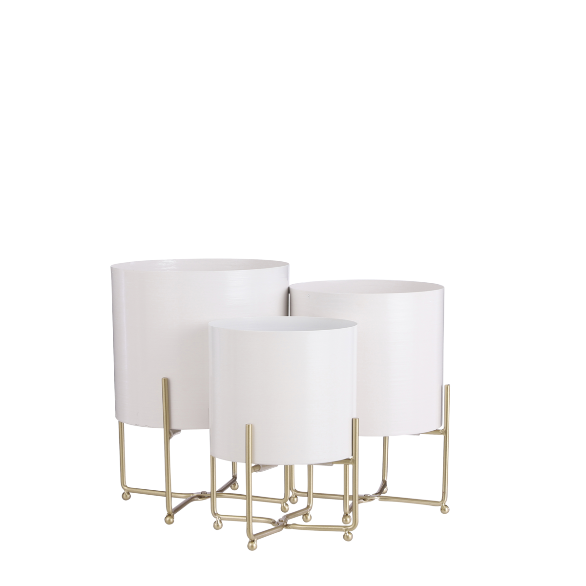 Leaf Bloempot op Standaard Set van 3 Wit