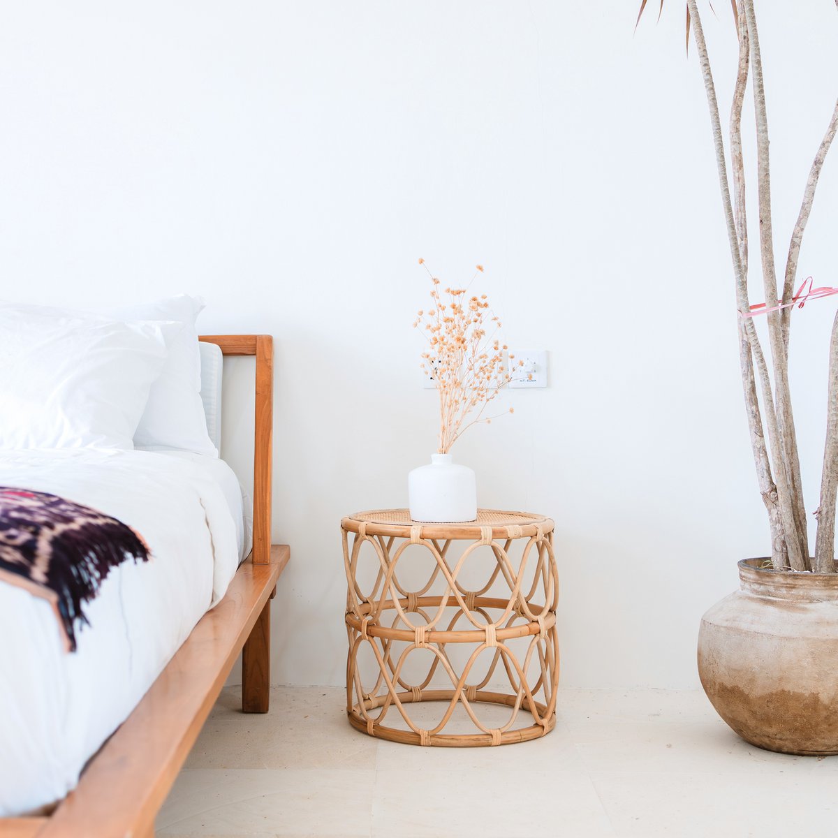 BOHO Ronde Rotan Bijzettafel met patroon