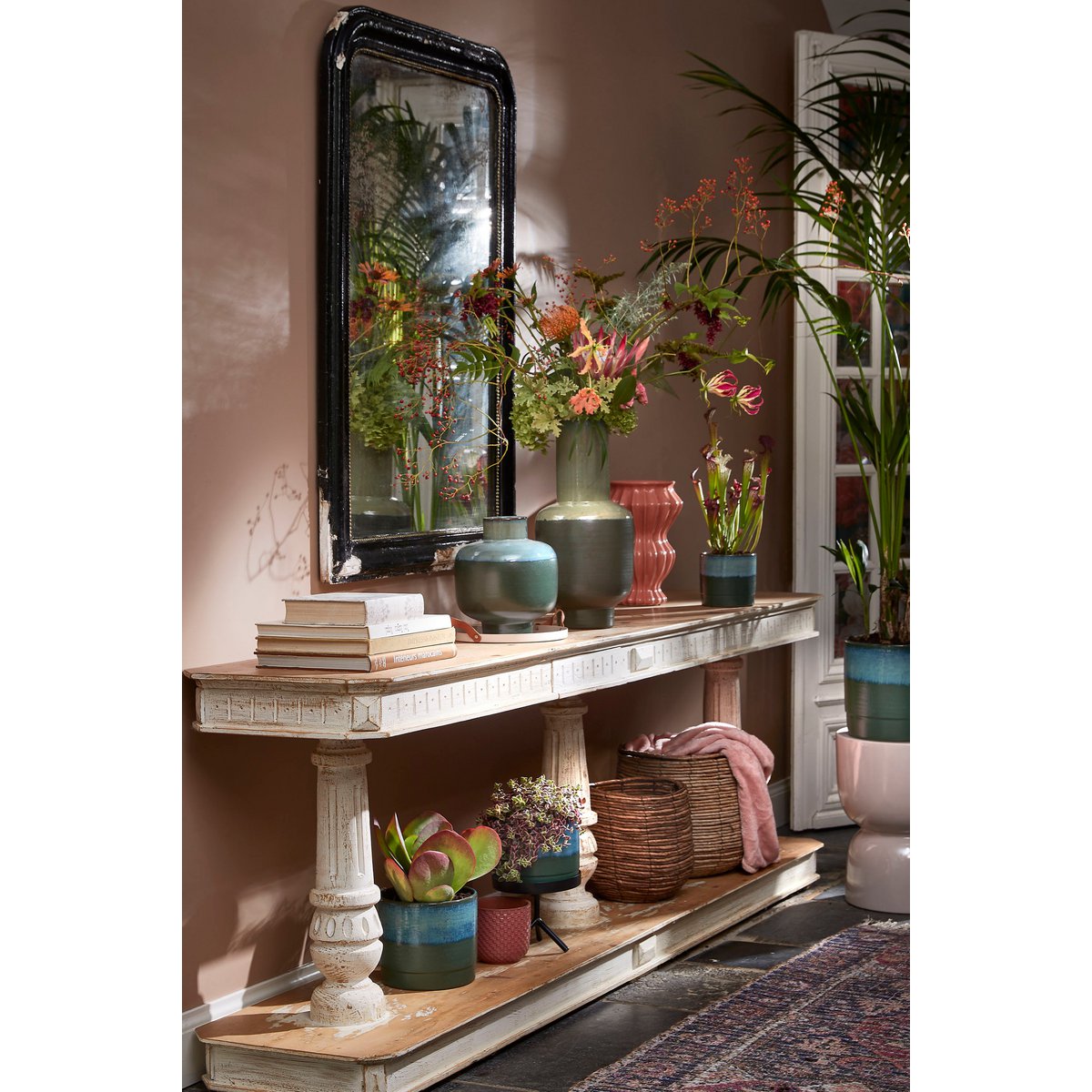 Eden Bloempot H20 x Ø22 cm Terracotta Donkergroen