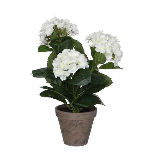 Hortensia Kunstplant in Bloempot Stan H40 x Ø35 cm Wit