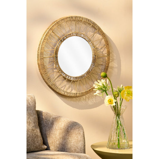 Lucy Wandspiegel H5 x Ø60 cm Jute Lichtbruin