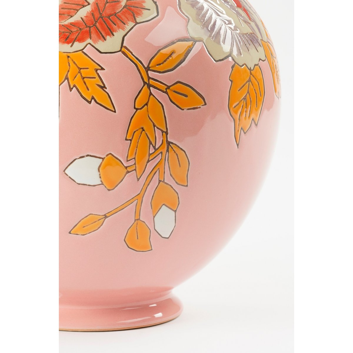 Bolla Vaas H36 x Ø22 cm Keramiek Roze met bloemen