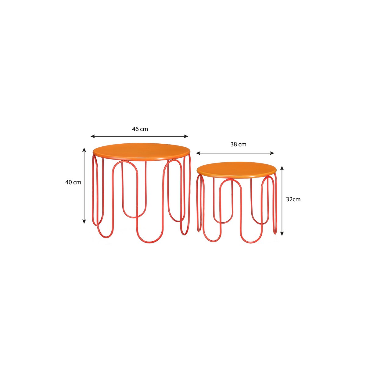 Lotte Bijzettafel Set van 2 H40 x Ø46 cm Metaal Oranje