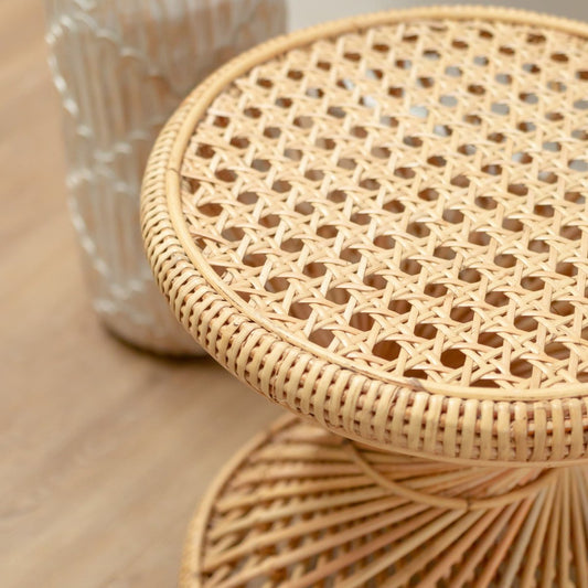 Nya Rotan bijzettafel Ronde salontafel Ø45 cm Beige