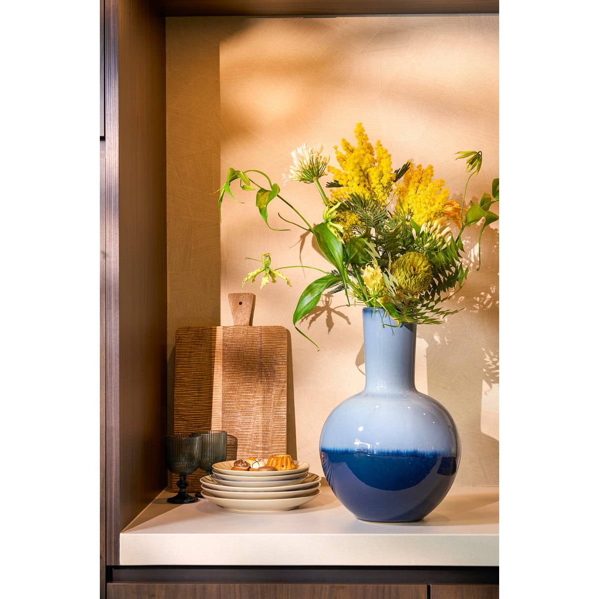 Bolla Vaas H42 x Ø29 cm Keramiek Blauw
