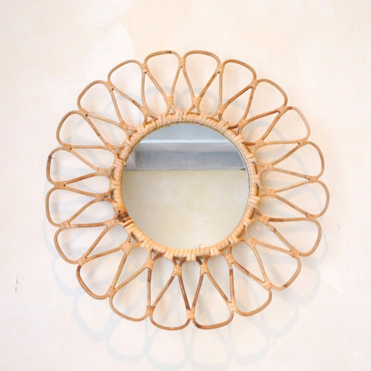 Intan rotan spiegel 38 cm klein handgemaakte Boho wandspiegel