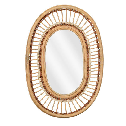 Luzia BOHO Oval Wandspiegel L59 x B40 x H3 cm Rotan