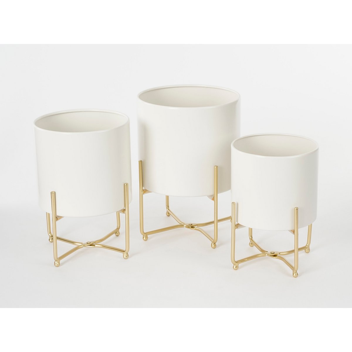 Leaf Bloempot op Standaard Set van 3 Wit