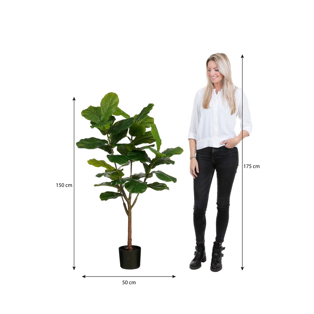 Ficus Lyrata Kunstplant in Pot H150 x Ø50 cm Groen