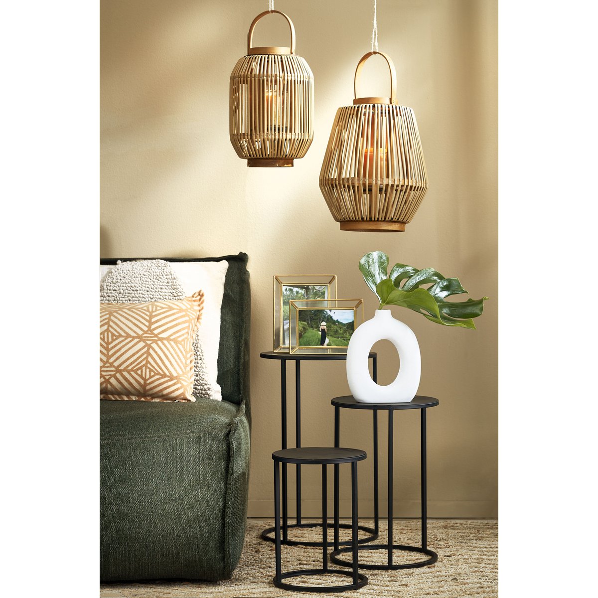 Quincy Bijzettafel Set van 3 H50 x Ø32 cm Metaal Zwart