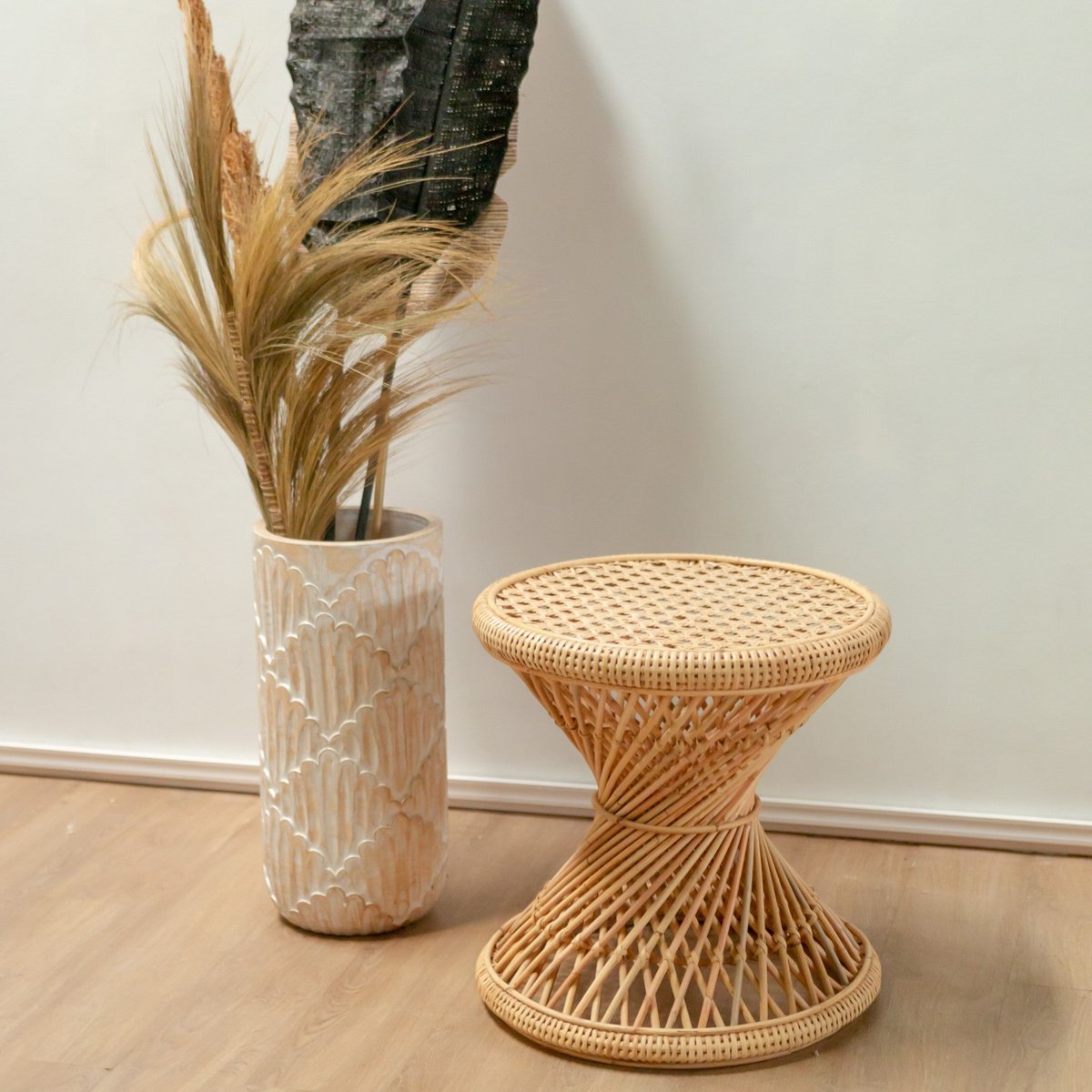 Nya Rotan bijzettafel Ronde salontafel Ø45 cm Beige