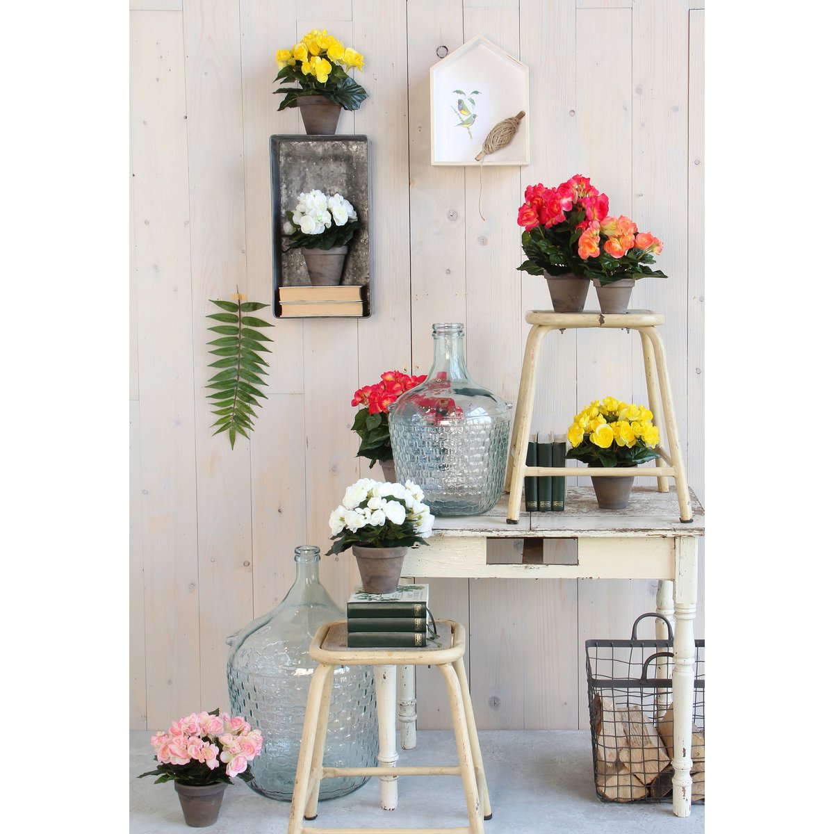 Begonia Kunstplant in Bloempot Stan H30 x Ø25 cm Zalmroze