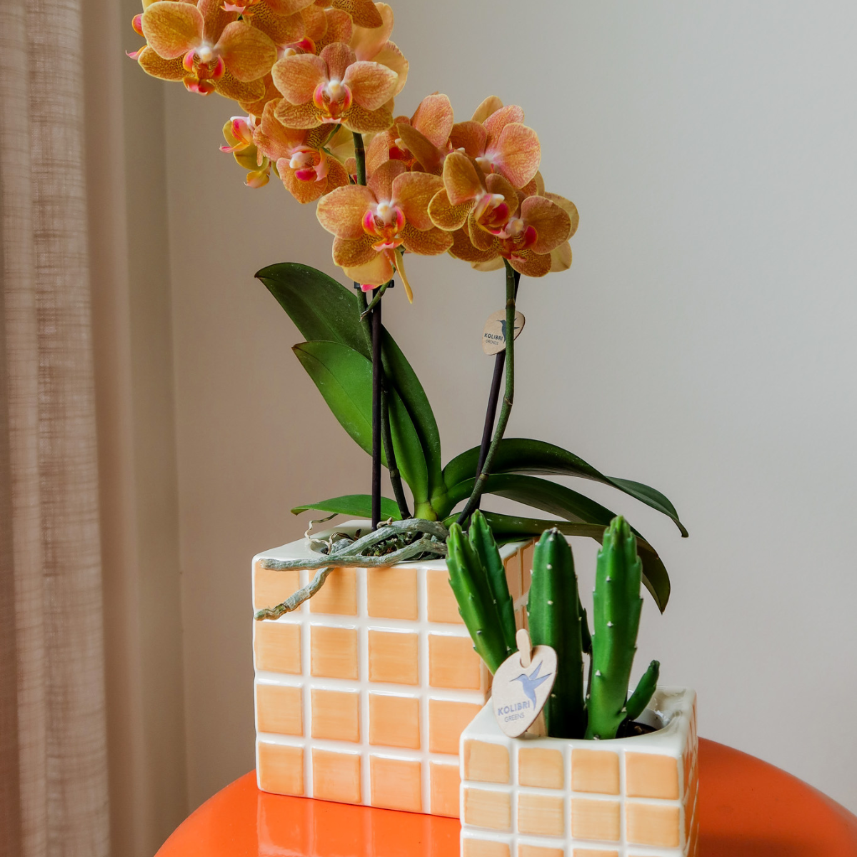Orange Cube Canvas Keramiek sierpot  Ø6cm
