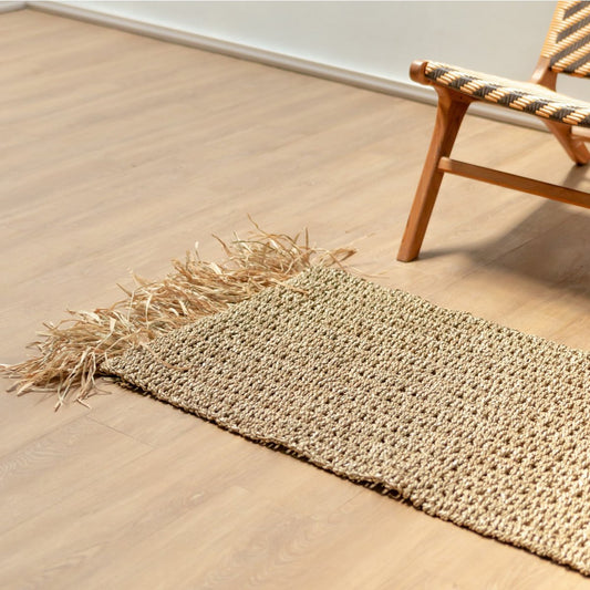 Rambutan Zeegras vloerkleed met kwastjes 120 x 60 cm