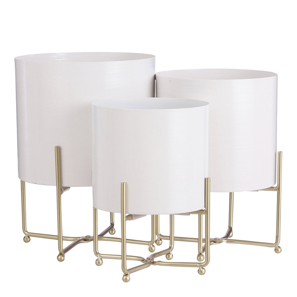 Leaf Bloempot op Standaard Set van 3 Wit