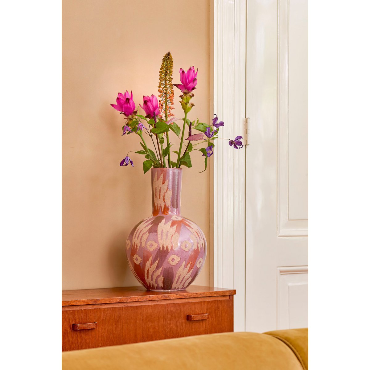 Bolla Vaas H52 x Ø34 cm Keramiek Roze Beige