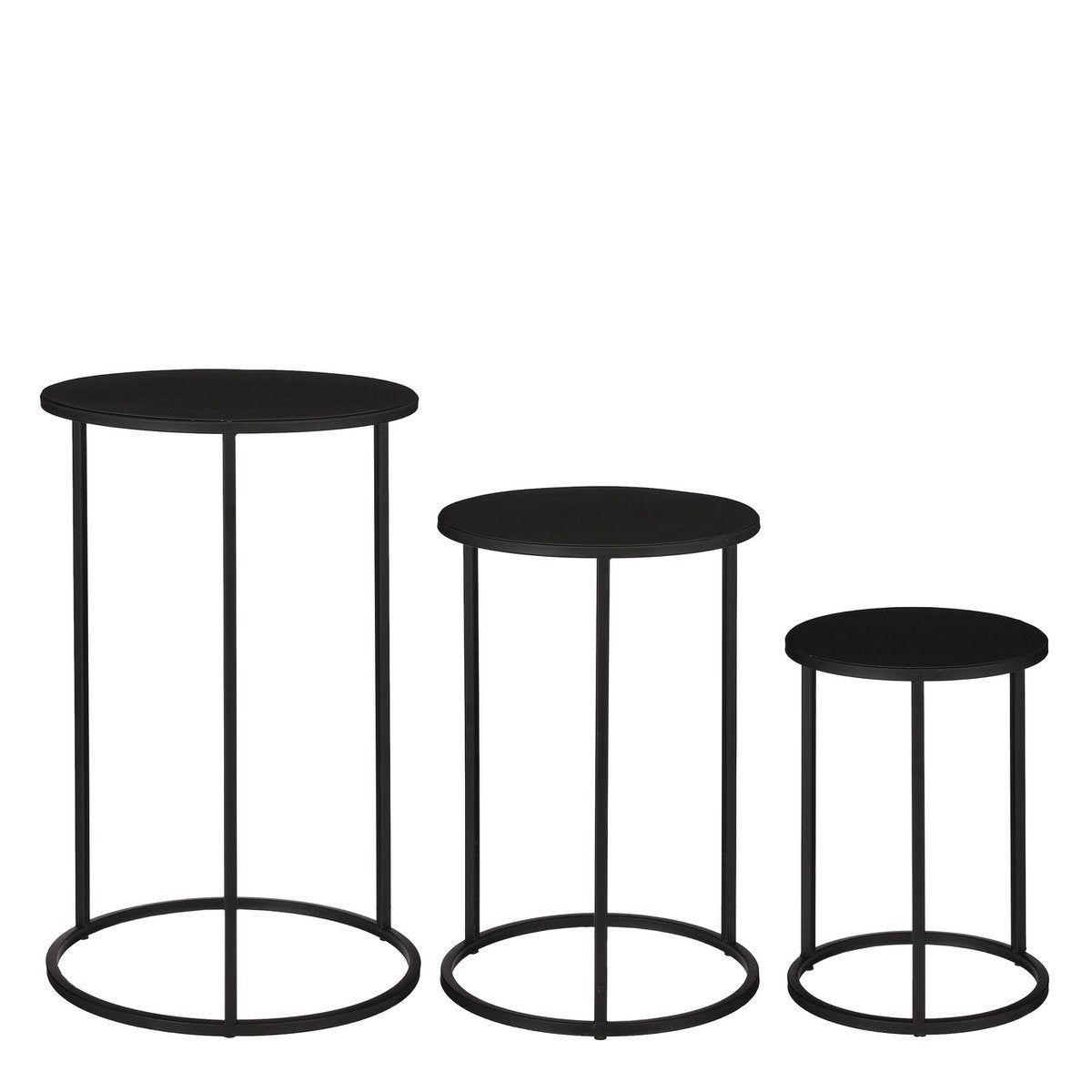 Quincy Bijzettafel Set van 3 H50 x Ø32 cm Metaal Zwart