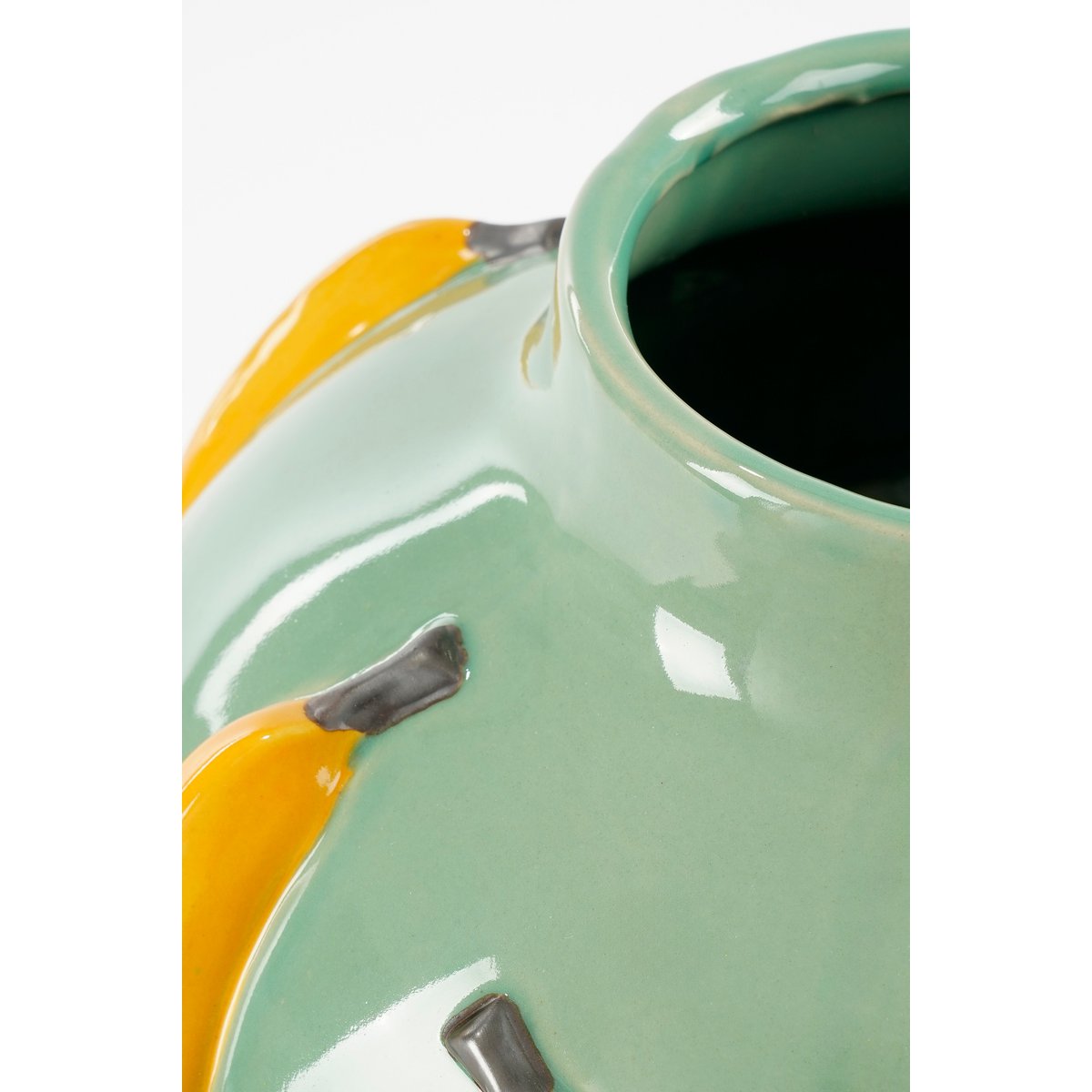 Bananen Vaas H38 x Ø34 cm Keramiek Lichtgroen