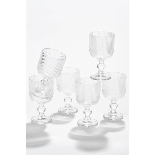 Ribbel Wijnglas 250 ml Glas Transparant Set van 6