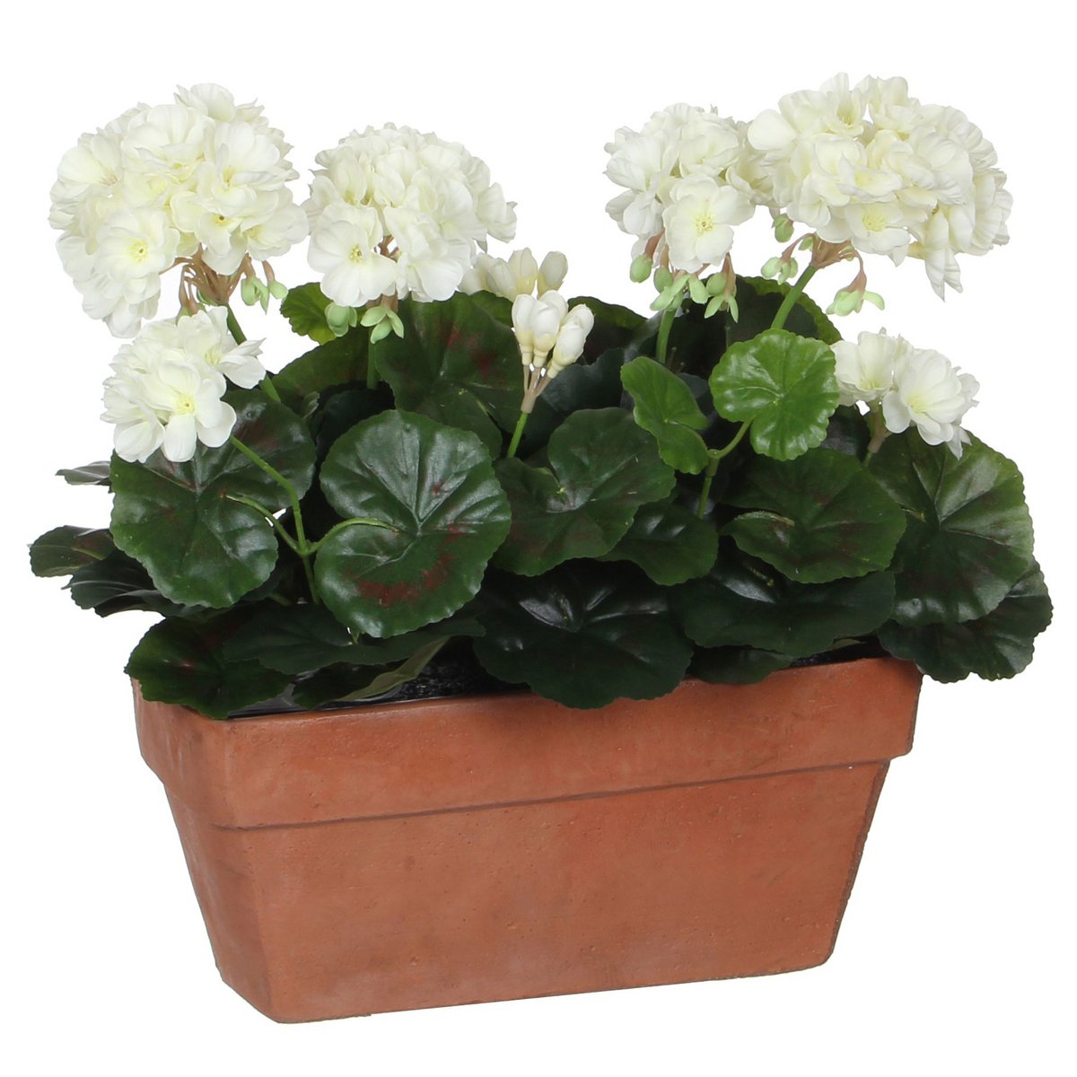 Geranium Kunstplant in Balkonbak L29 x B13 x H40 cm Wit