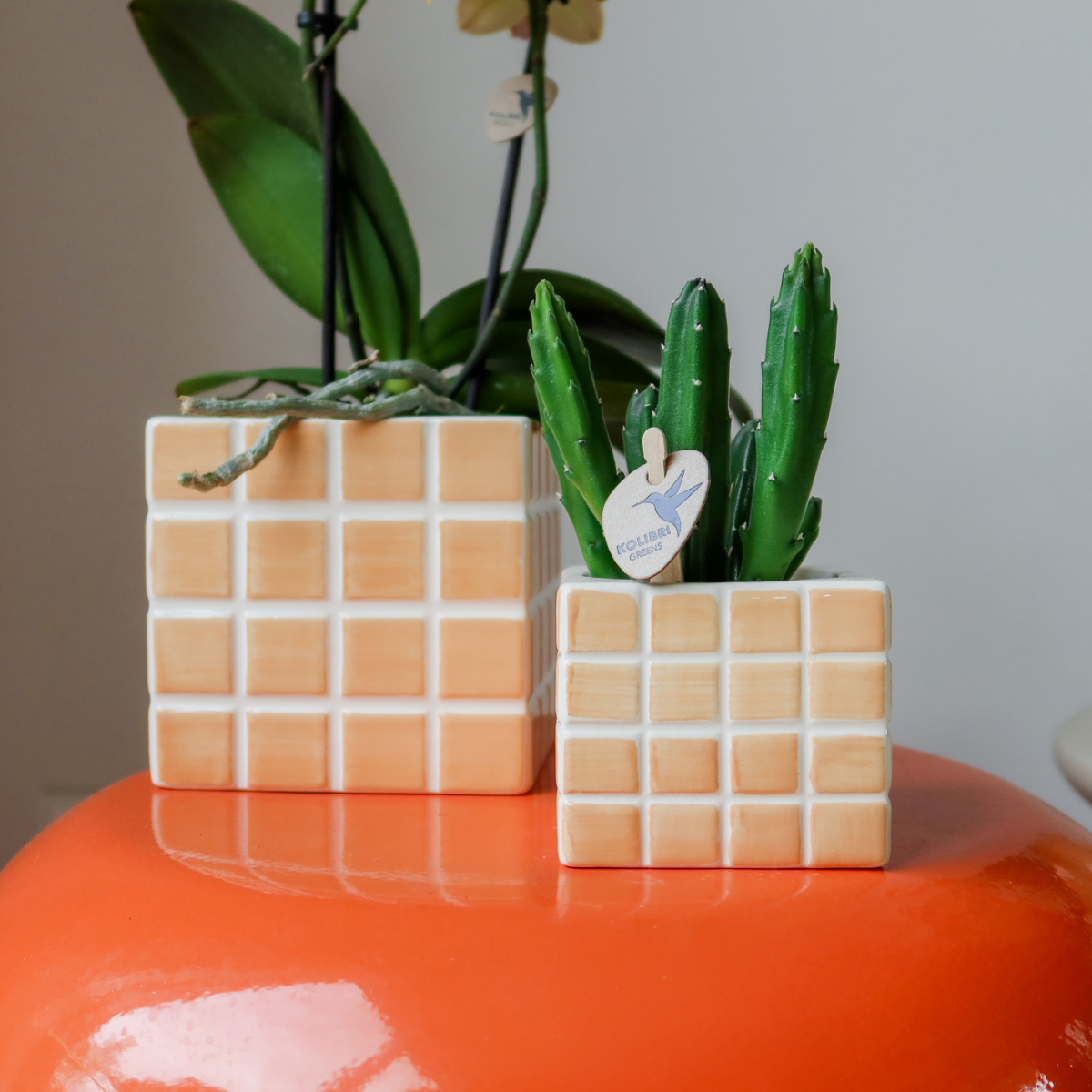 Orange Cube Canvas Keramiek sierpot  Ø6cm