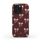 Wine Red Phone Case with Pink Bows