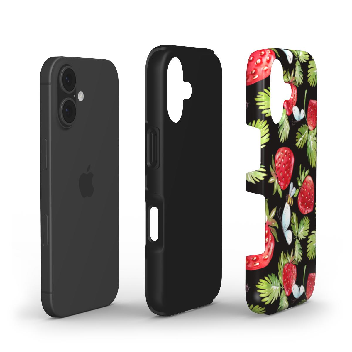 Strawberry Forest Phone Case Black