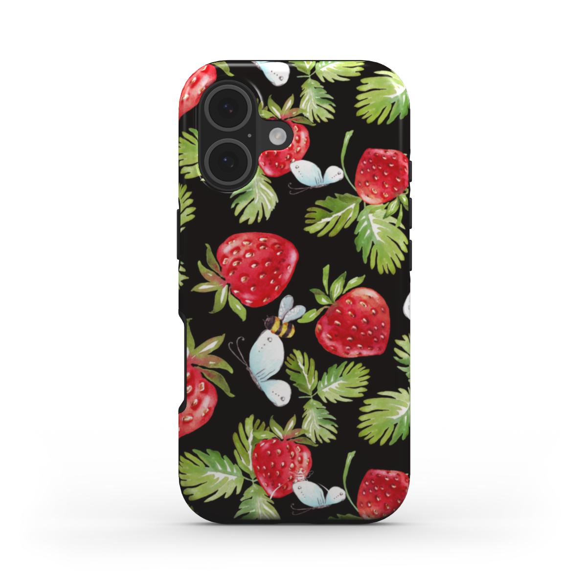 Strawberry Forest Phone Case Black