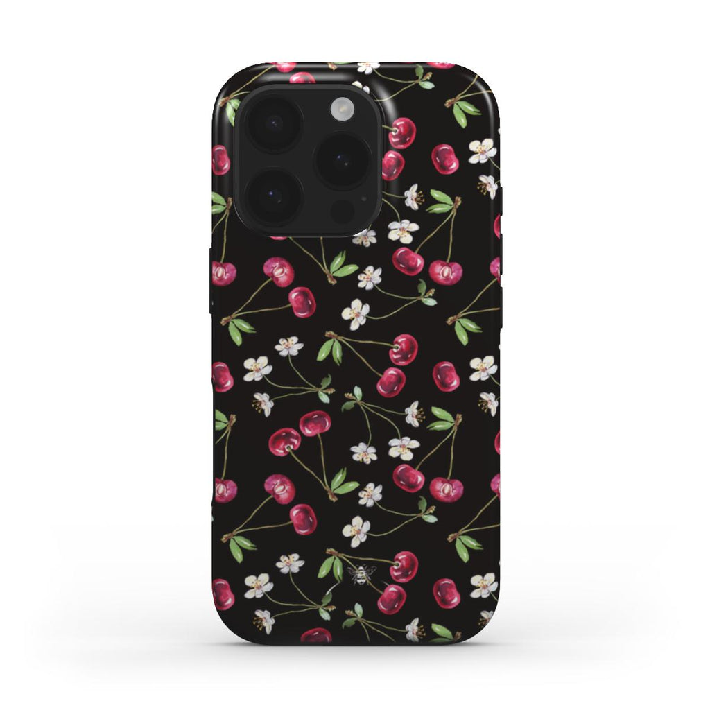 Flower Cherry Phone Case Black