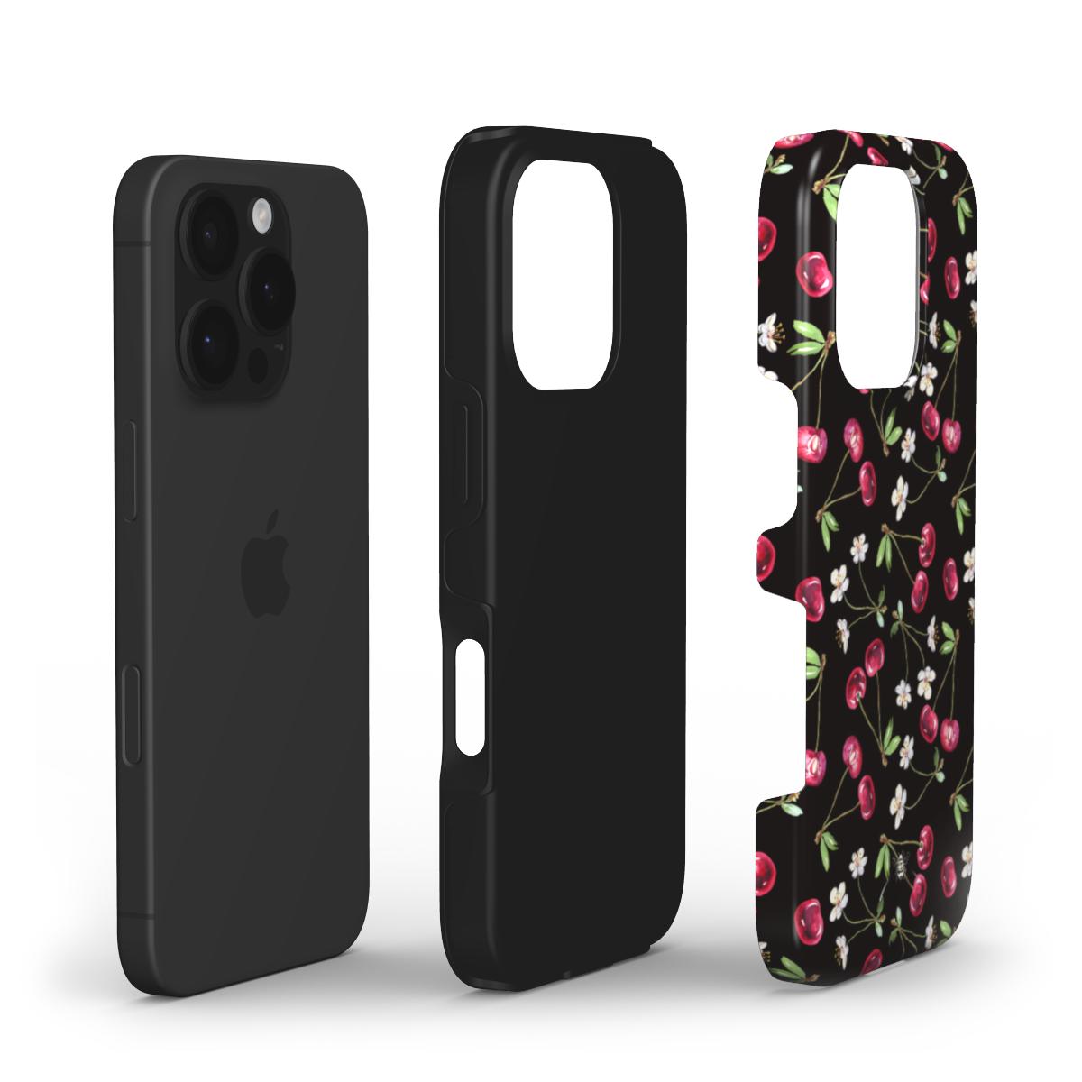 Flower Cherry Phone Case Black