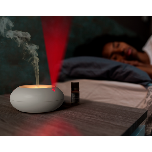Dreamalia Ultrasone Aroma Diffuser met Begeleide Ademhaling Essentiële Olie Vernevelaar Lichttherapie voor Ontspanning (50 m², 100 ml)