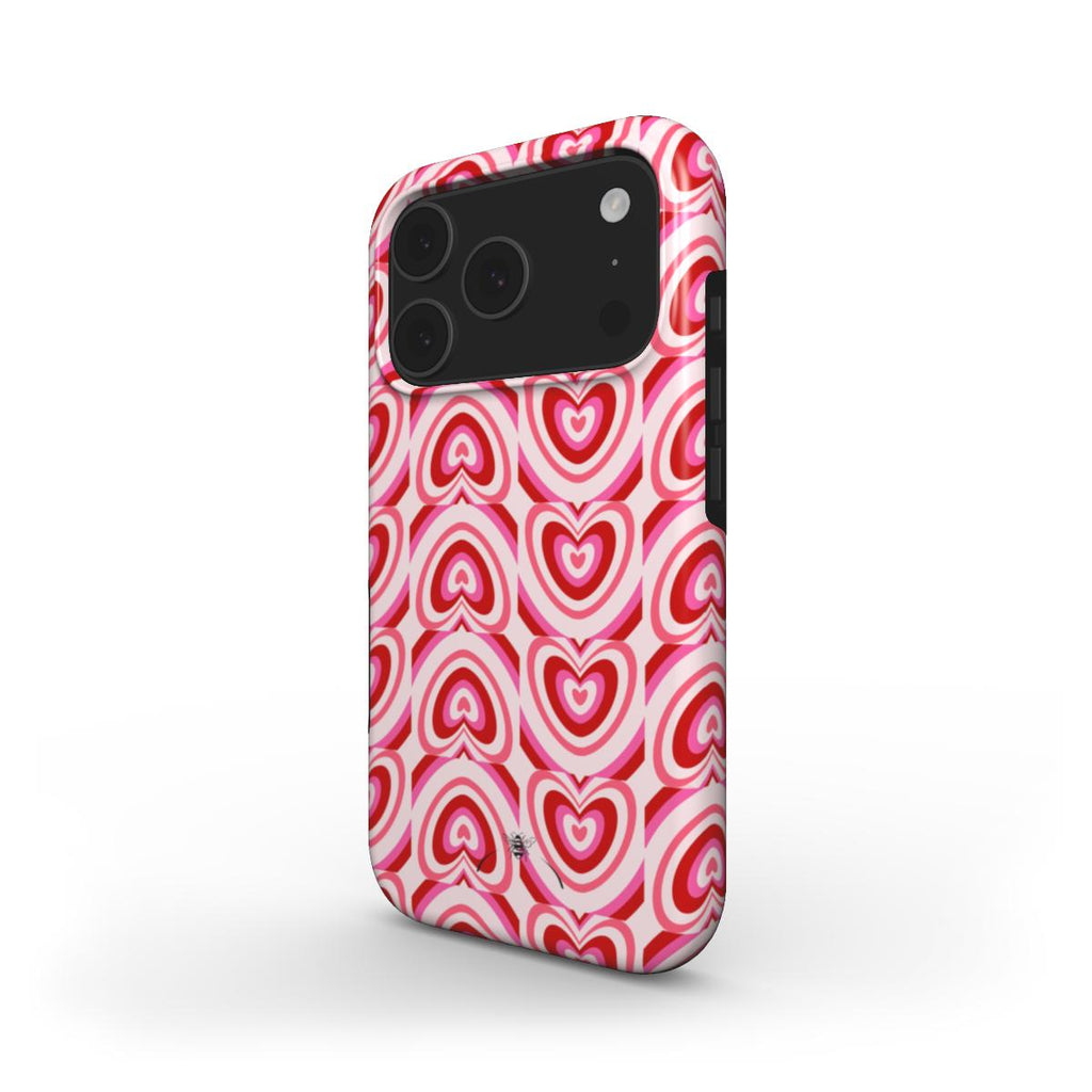 Retro Heart Pattern Phone Case Pink