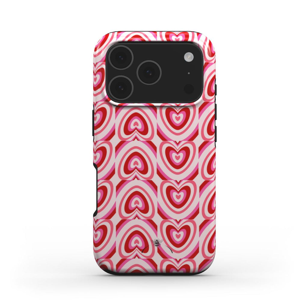 Retro Heart Pattern Phone Case Pink