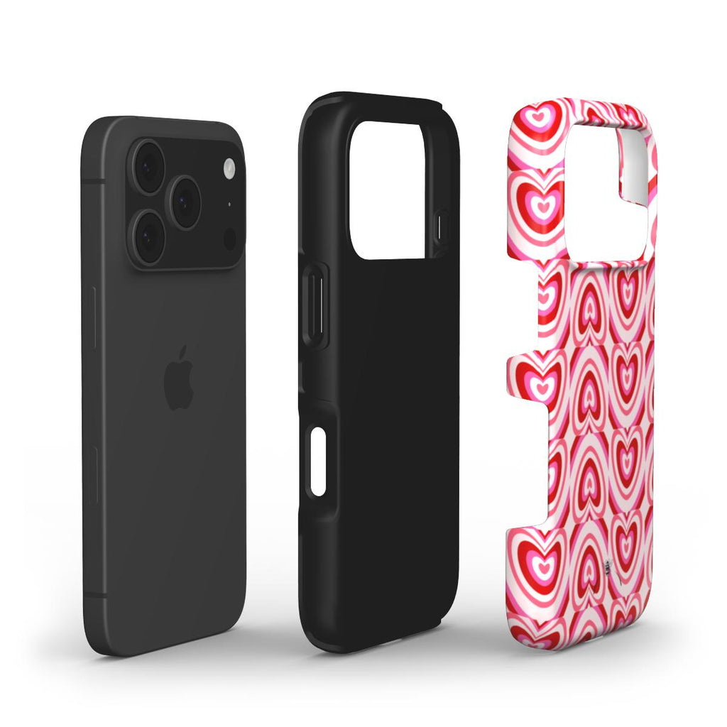 Retro Heart Pattern Phone Case Pink