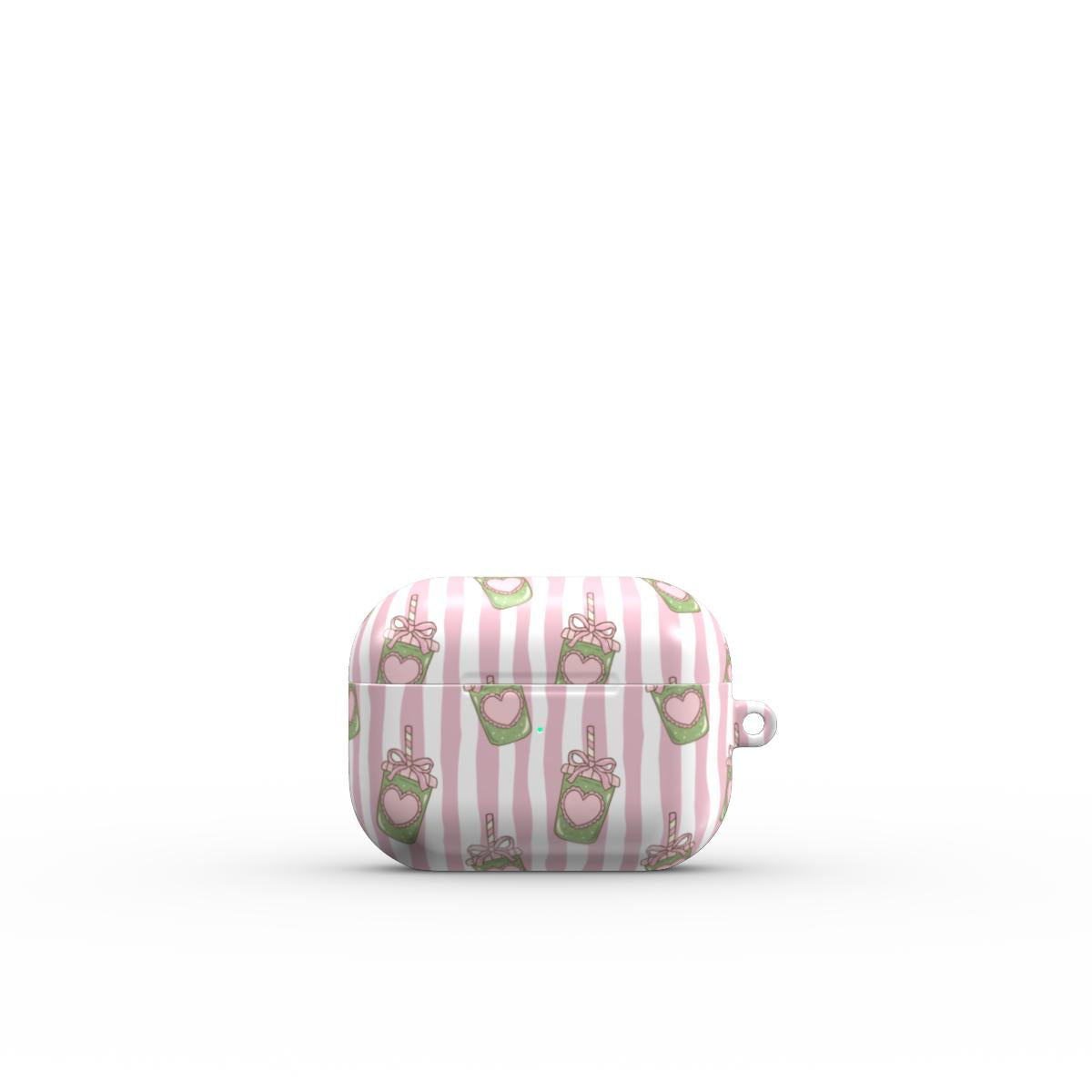 Matcha Latte Apple AirPods Case Pink Stripes