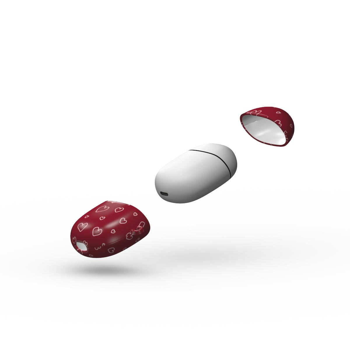 Burgundy Hearts Google Pixel Buds Case Red