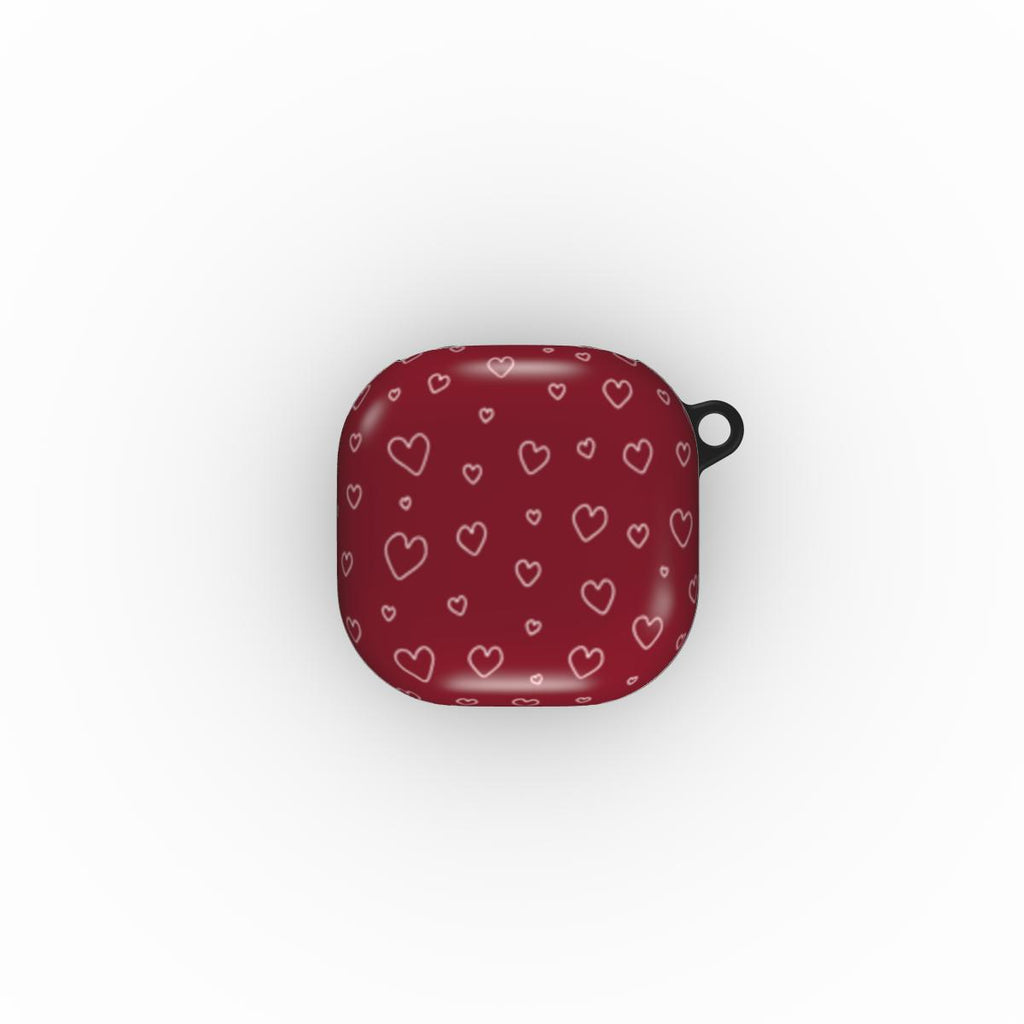 Burgundy Hearts Samsung Buds Case Red