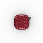Burgundy Hearts Samsung Buds Case Red