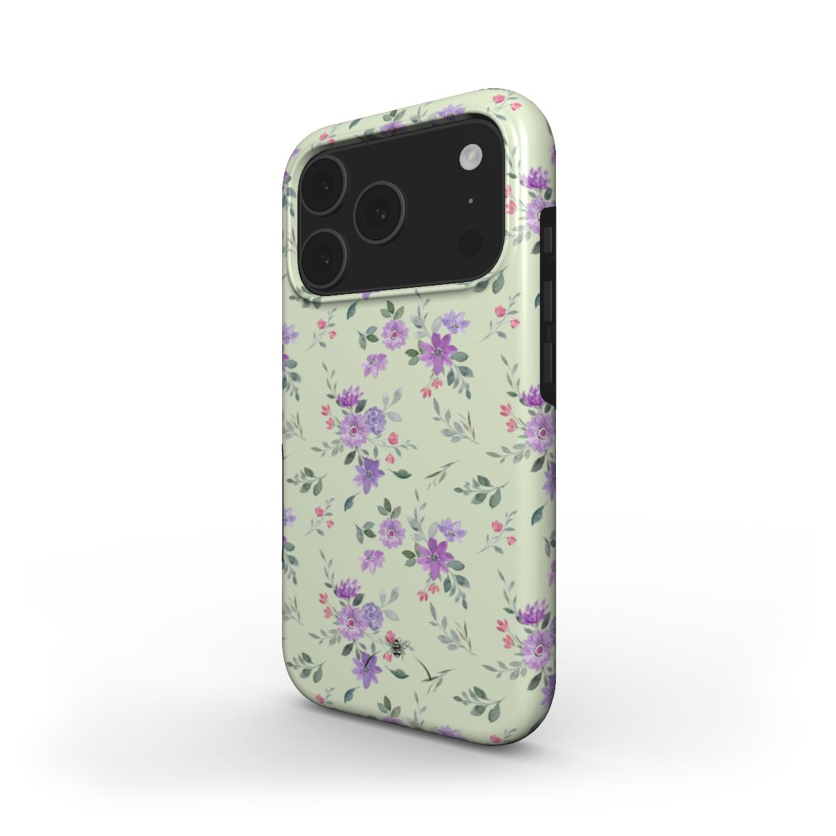 Delicate Purple Floral Phone Case Green