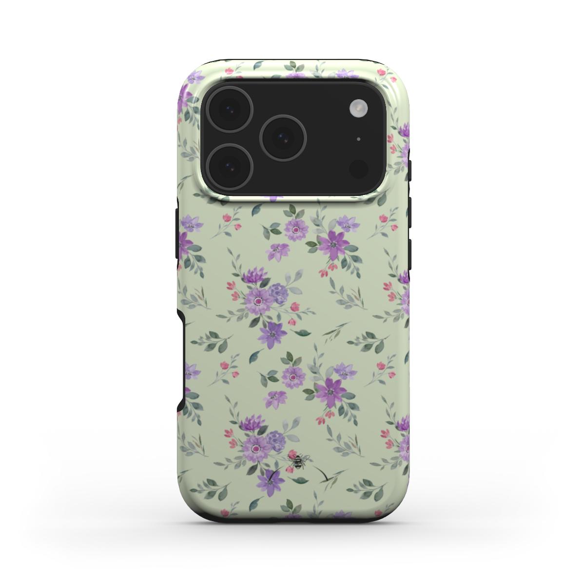 Delicate Purple Floral Phone Case Green