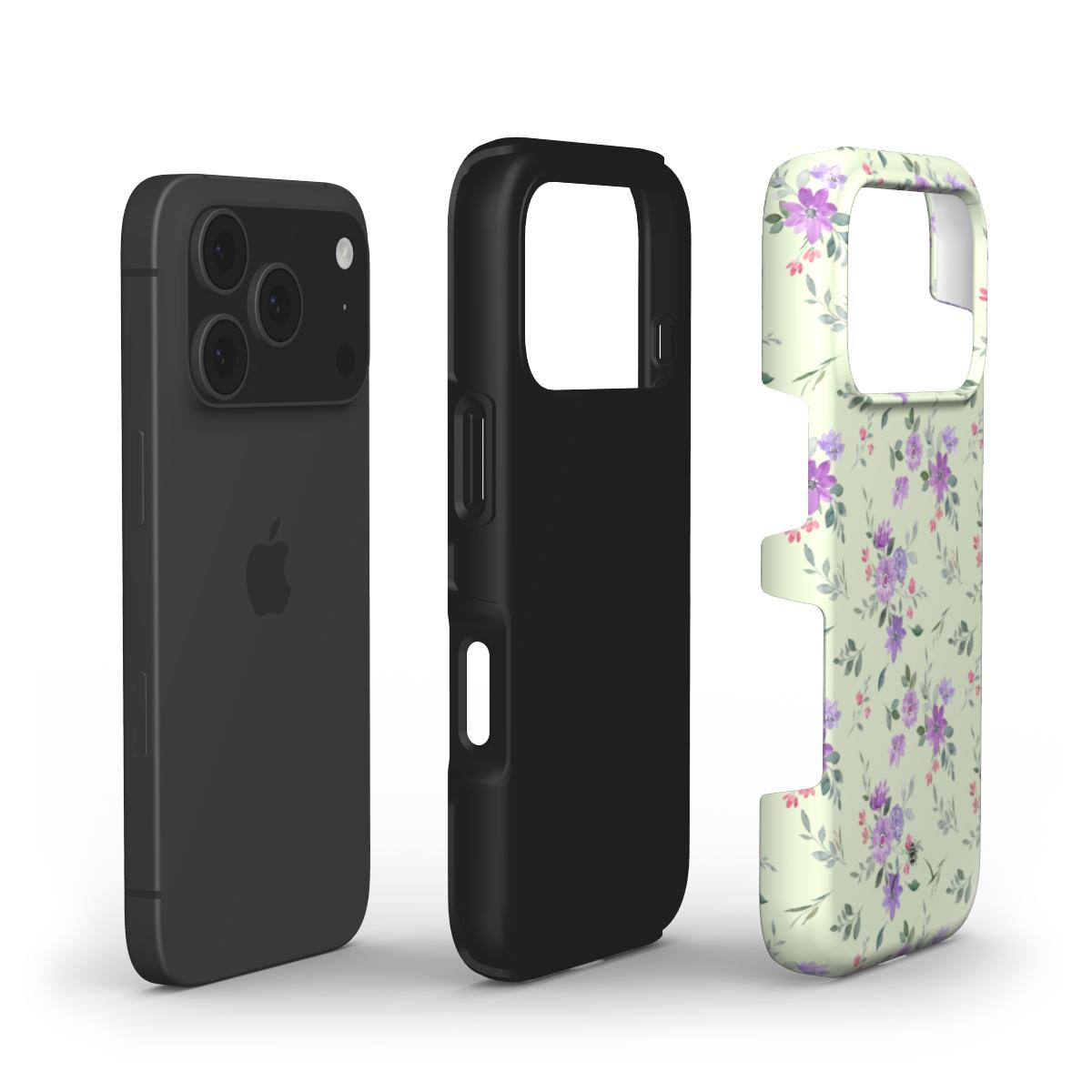 Delicate Purple Floral Phone Case Green