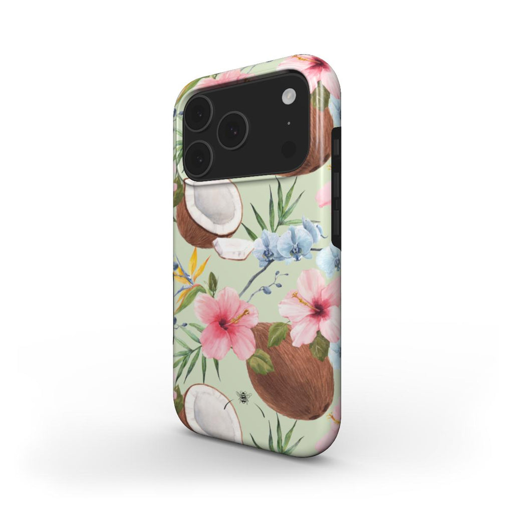 Tropical Coconut Flower Phone Case Green